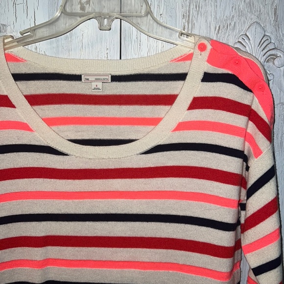 Gap spring stripe neon sweater with button shoulder - Picture 2 of 4